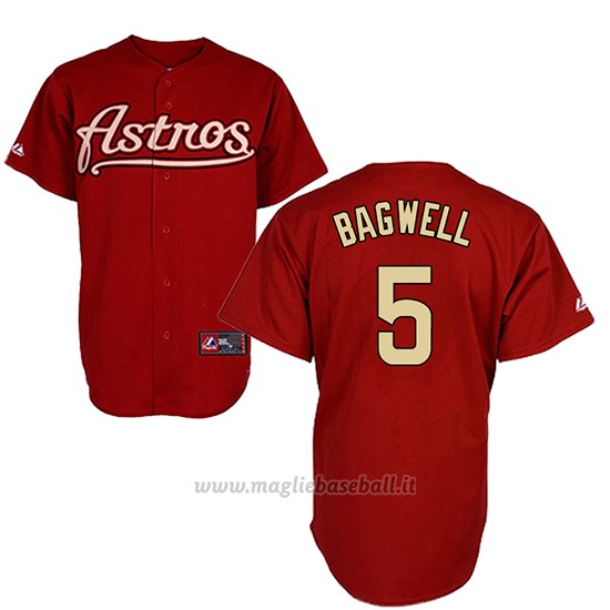 Maglia Baseball Uomo Houston Astros 5 Jeff Bagwell Rosso Turn Back The Clock
